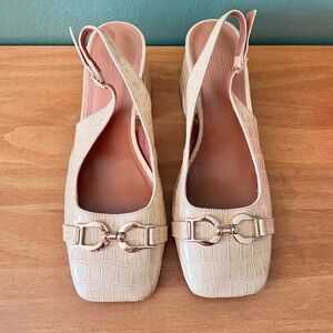 Sling back heeled shoe in camel from ASOS